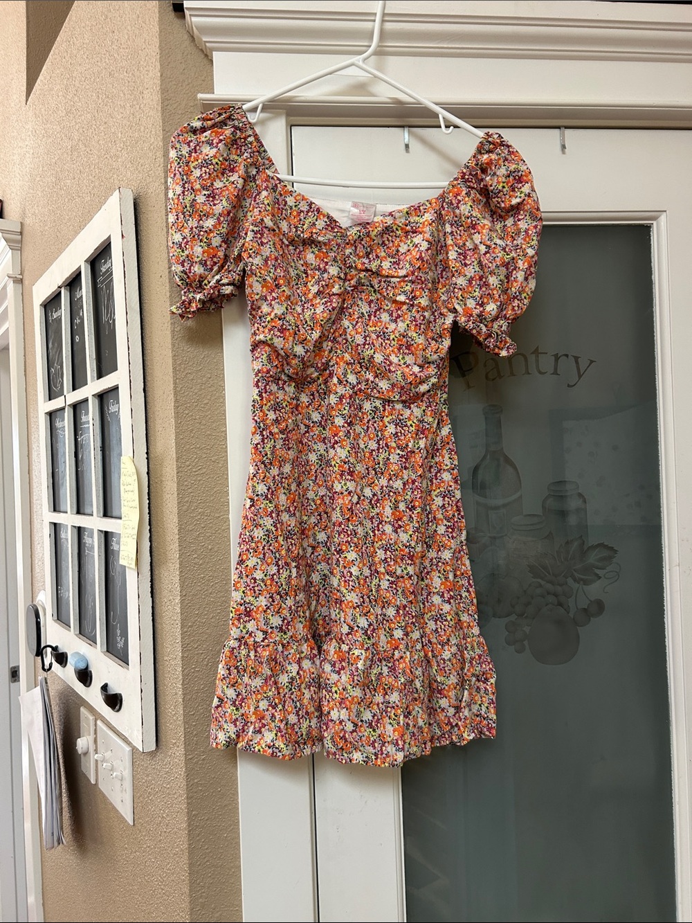 NOBO Orange Floral Puff-Sleeve Mini Dress